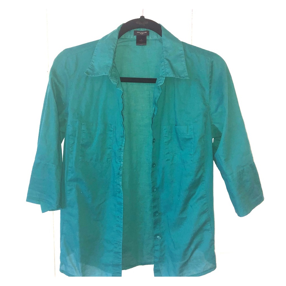 Ann Taylor Factory 3/4 Sleeve Button Down sz 8